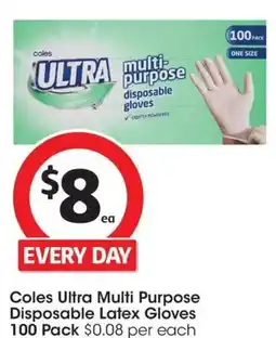 Coles Coles Ultra Multi Purpose Disposable Latex Gloves offer