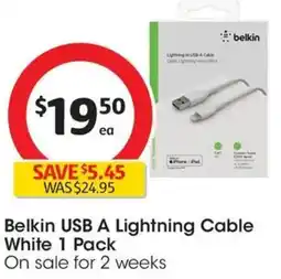 Coles Belkin USB A Lightning Cable White offer