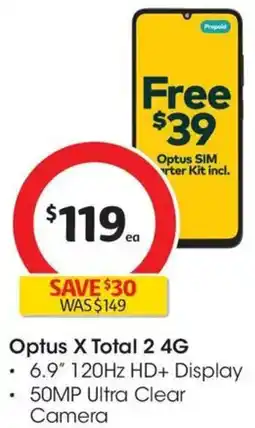 Coles Optus X Total 2 4G offer