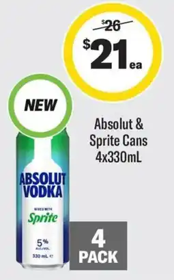 Coles Absolut & Sprite Cans offer
