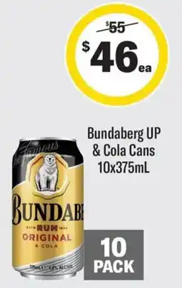 Coles Bundaberg UP & Cola Cans offer