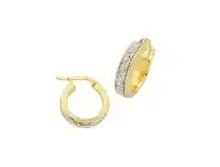 Bevilles Jewellery 9ct Yellow Gold Silver Infused Stardust Criss Cross Hoop Earrings 25mm offer