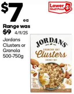 Woolworths Jordans Clusters or Granola offer