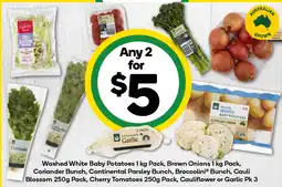 Woolworths Washed White Baby Potatoes, Brown Onions, Coriander Bunch, Continental Parsley Bunch offer