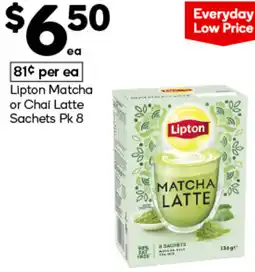 Woolworths Lipton Matcha or Chai Latte Sachets offer
