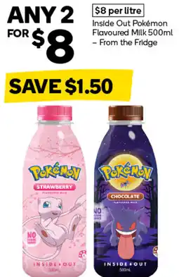 Woolworths Inside Out Pokémon Flavoured Milk offer