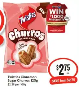 IGA Twisties Cinnamon Sugar Churros offer