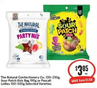 IGA The natural confectionery co., sour patch kids bag or pascall lollies offer