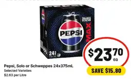 IGA Pepsi, solo or schweppes offer