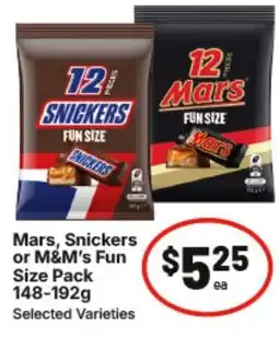 IGA Mars, Snickers or M&M's Fun Size Pack offer
