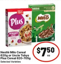 IGA Nestlé Milo Cereal or Uncle Tobys Plus Cereal offer