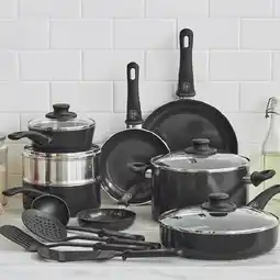 Woolworths GreenLife Soft Grip Healthy Ceramic 16 Piece Non-Stick Cookware Set Black offer
