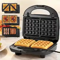 Woolworths Devanti 3-in-1 Sandwich Press Waffle Maker Panini Press Grill 850W offer
