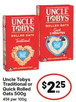 IGA Uncle Tobys Traditional or Quick Rolled Oats offer