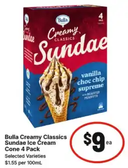 IGA Bulla Creamy Classics Sundae Ice Cream Cone offer