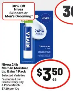 IGA Nivea 24h Melt-In Moisture Lip Balm offer