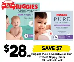 Drakes Huggies Pure & Sensitive or Skin Protect Nappy Pants offer