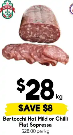 Drakes Bertocchi Hot Mild or Chilli Flat Sopressa offer