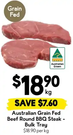 Drakes Australian Grain Fed Beef Round BBQ Steak - Bulk Tray offer