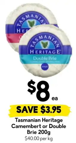 Drakes Tasmanian Heritage Camembert or Double Brie offer