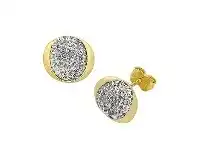 Bevilles Jewellery 9ct Yellow Gold Silver Filled Round Crystal Stud Earrings offer