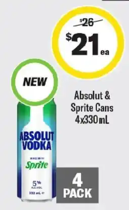 Liquorland Absolut & Sprite Cans 4 offer