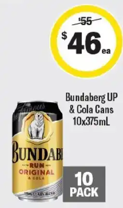 Liquorland Bundaberg UP & Cola Cans offer