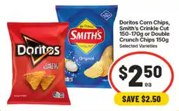 IGA Doritos Corn Chips, Smith's Crinkle Cut or Double Crunch Chips offer