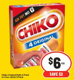 IGA Chiko Original Rolls or Corn Jacks offer