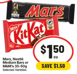 IGA Mars, Nestlé Medium Bars or M&M's offer