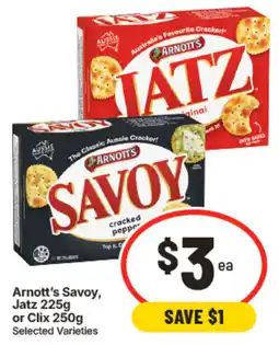 IGA Arnott's Savoy, Jatz or Clix offer