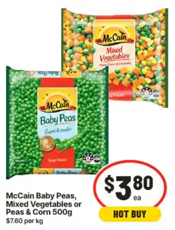 IGA McCain Baby Peas, Mixed Vegetables or Peas & Corn offer