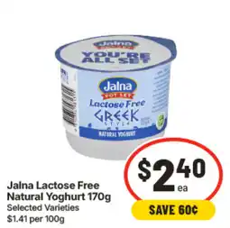 IGA Jalna Lactose Free Natural Yoghurt offer