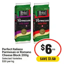 IGA Perfect Italiano Parmesan or Romano Cheese Block offer