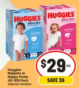 IGA Huggies Nappies or Nappy Pants offer