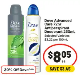 IGA Dove Care 72hr Antiperspirant Deodorant offer