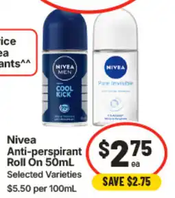 IGA Nivea Anti-perspirant Roll On offer