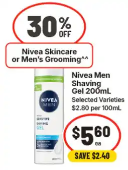 IGA Nivea Men Shaving Gel offer
