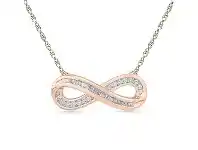 Bevilles Jewellery 9ct Rose Gold .20ct Diamond Infinity Necklace offer