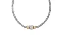 Bevilles Jewellery Stainless Steel Mesh Pave Crystal Bead Necklace offer