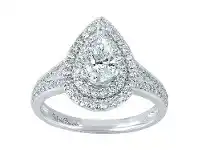 Bevilles Jewellery Love by Michelle Beville Double Halo Solitaire Pear Ring with 1.00ct of Diamonds in 18ct White Gold offer