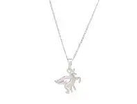 Children's Pink Cubic Zirconia Unicorn Necklace in Sterling Silver