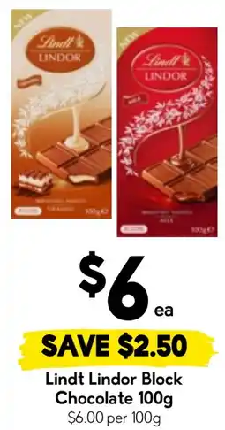 Drakes Lindt Lindor Block Chocolate offer
