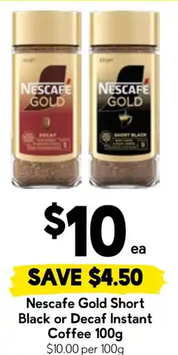 Drakes Nescafe Gold Short Black or Decaf Instant Coffee offer
