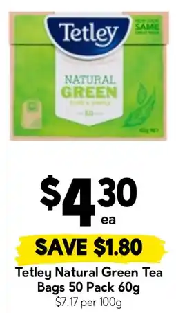 Drakes Tetley Natural Green Tea Bags offer