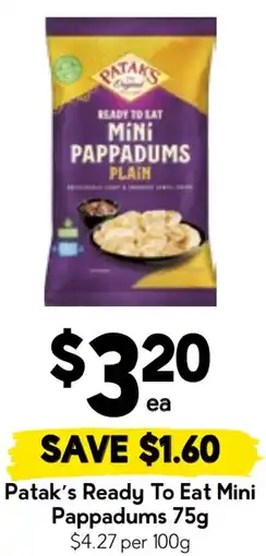 Drakes Patak's Ready To Eat Mini Pappadums offer