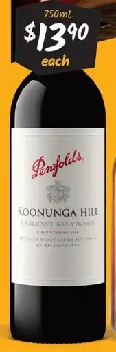 Cellarbrations Penfolds Koonunga Hill offer