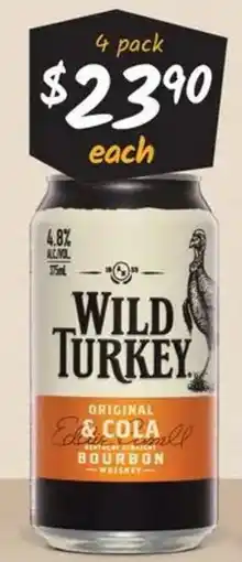 Cellarbrations Wild Turkey 4.8% Premix Range offer