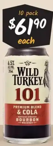 Cellarbrations Wild Turkey Rare & Cola 8% Premix Range offer