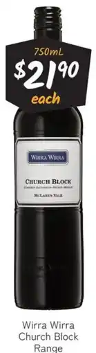 Cellarbrations Wirra Wirra Church Block Range offer